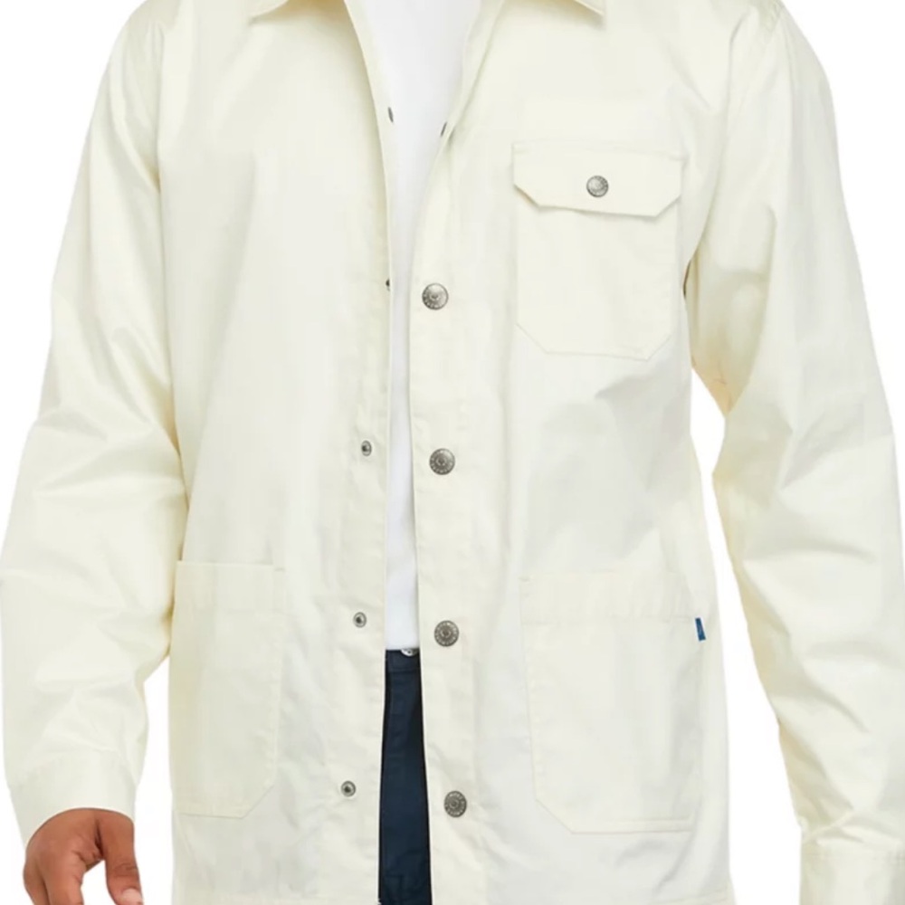 Men's Lightweight Button-Front Shirt Jacket in Off-White